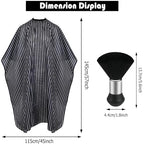 FEBSNOW Professional Hair Cutting Cape with Neck Duster Brush, FEBSNOW Salon Barber Cape, Hair Cutting Accessories (Black Stripe)