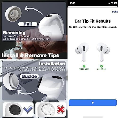 Seltureone 4 Pairs Replacement Ear Tips for Airpods Pro/Airpods Pro 2 with Noise Reduction Hole, Non-Slip Soft Silicone Airpods Pro Replacement Ear Tips with Portable Storage Box - Large