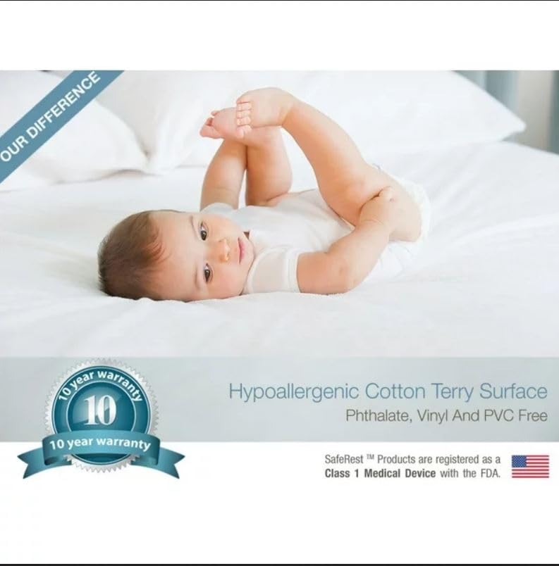 SafeRest 100% Waterproof King Size Mattress Protector - Fitted with Stretchable Pockets - Machine Washable Cotton Mattress Cover for Bed - Perfect Bedding Airbnb Essentials for Hosts