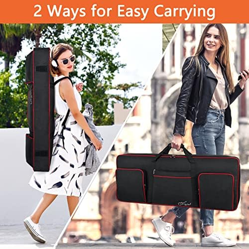 SNIGJAT 61 Key Keyboard Case Soft, Full Padded Piano Case with Handles and Adjustable Shoulder Straps, Waterproof Piano Keyboard Carrying Case with 3 Pockets for Accessories (Size: 39.5"x15.8"x4.8")