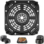 GWY Air fryer Replacement Parts for Ninja AF141 Air Fryer Pro 4-in-1 5 QT, 8.5''×8.5'' Air Fryer Grill Pan Grill Plate Crisper Plate Accessories Tray Rack with Rubber Bumpers, Dishwasher Safe