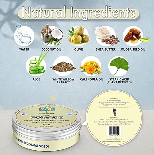 Baby Hair Gel – 5oz Plant-Based Styling Hair Pomade for Infants – No Parabens or Sulphates – Medium Shine and Strong Hold Hair Paste for Kids