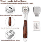 Colossal Foot Rasp & Wood Handle Callus Shaver (10 Replacement & 1 Foot File Heads), Pedicure Foot File Kit, Heel Scraper for Feet, Foot File Callus Remover