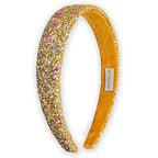 FROG SAC Glitter Headbands for Girls, Gold, Hair Accessories for Little Girl, Sparkly Wide Yellow Hair Band for Kids, Cute Alice Headband for Toddler Children, Thick Sparkle Bling Hairband