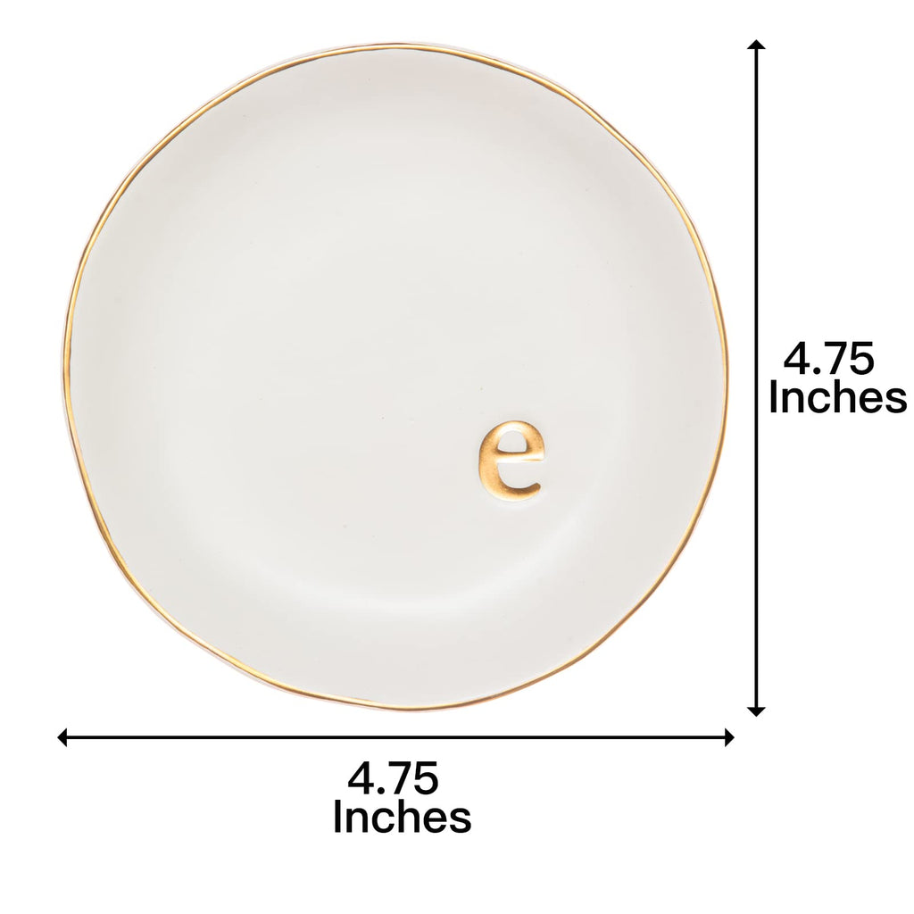 COLLECTIVE HOME - Ceramic Jewelry Tray, Decorative Trinket Dish for Rings Earrings Necklaces Bracelet Watch Keys, Birthday Mother's Day for Women, 4.75", White Surface (E)