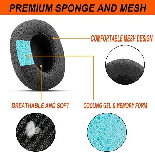 Gvoears Replacement Ear Pads Cushions for Skullcandy Crusher Wireless, Crusher ANC/EVO, Hesh ANC/EVO, Hesh 3, Also Fit for Skull Candy Venue Wireless ANC Headphone Mesh Fabric Black