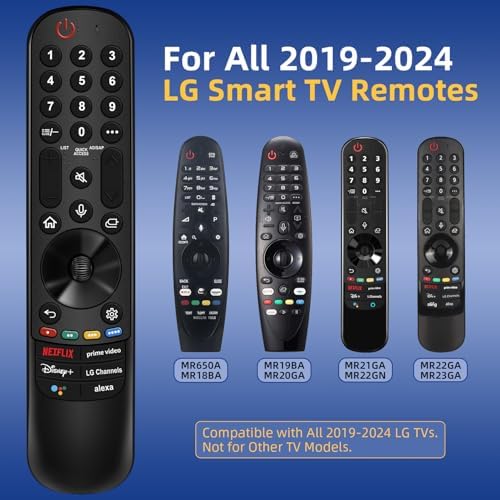for LG TV Remote Replacement, for All 2019-2024 LG Remote Control for Smart TVs, for Magic Remote MR23/22/21/24GA with Voice and Pointer Function. 1-Year Warranty.