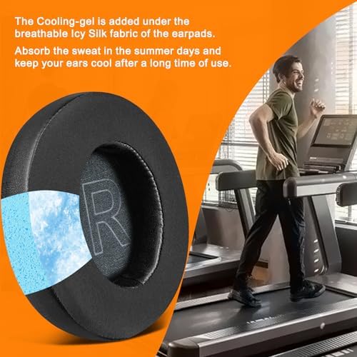 SOULWIT Cooling Gel Ear Pads Cushions Replacement for Anker Soundcore Life 2 (Not fit Life 2 Neo)/Q20/Q20+/Q20I/Q20BT Headphones, Ear Pads with High-Density Noise Isolation Foam - Black