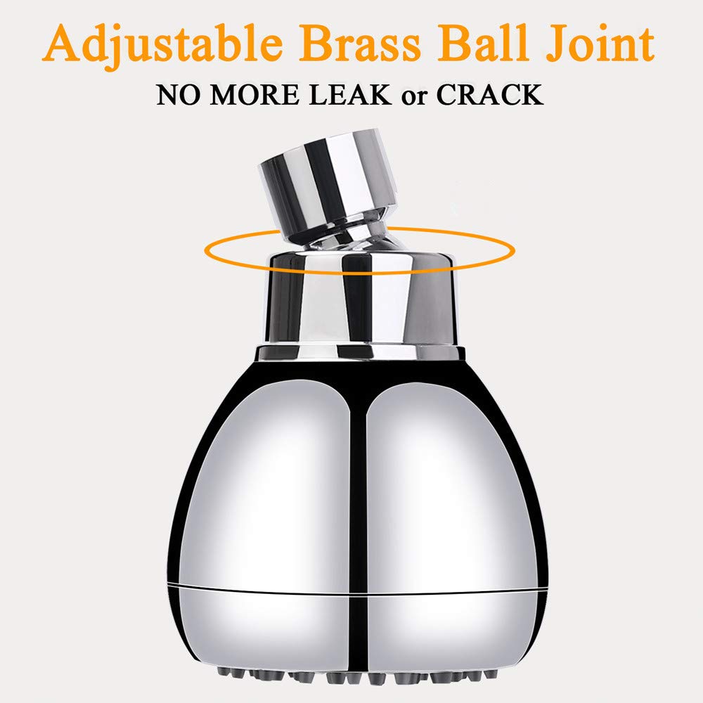 High Pressure Shower Head 3 Inches Anti-clog Anti-leak Fixed Showerhead Chrome with Adjustable Swivel Brass Ball Joint for Relaxing and Comfortable Shower Experience