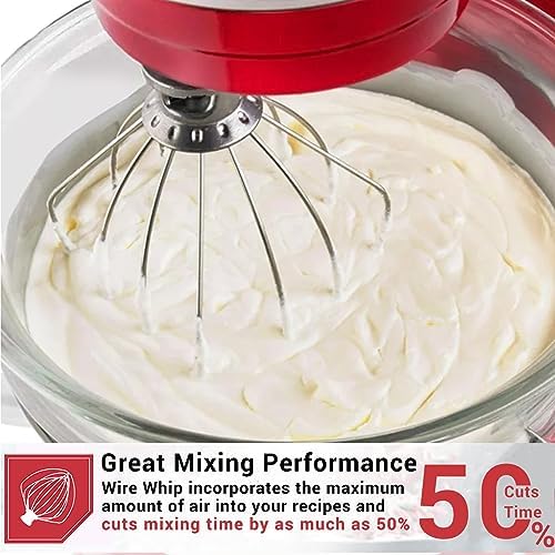 K45WW Stainless Steel Wire Whip Attachment for KitchenAid, 6 Wire Whisk Replacement for KitchenAid 4.5-5 Quart Tilt-Head Stand Mixers, Dishwasher Safe, Sliver