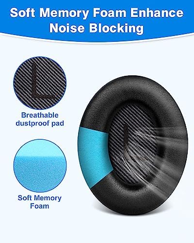 Link Dream Ear Pads for Bose Quiet Comfort 35 Soft Protein Leather Replacement Earpads Ear Cushions Ear Pad for Bose QC 35/25 / 15 QC2 / Ae2 / Ae2i / Ae2W / Sound Link/Sound True (Black)