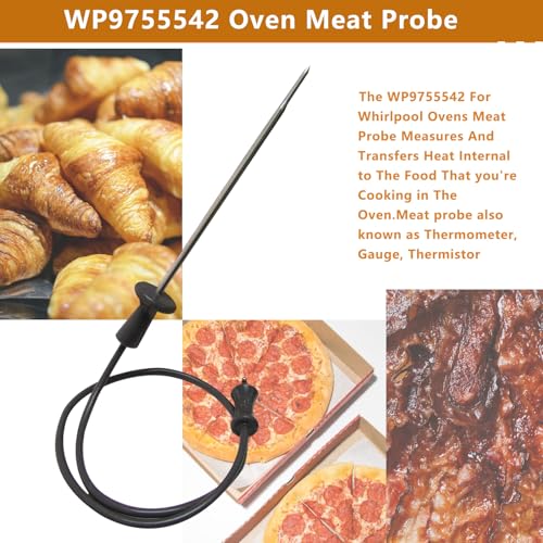 WP9755542 KitchenAid Oven Temperature Probe Sensor -Meat Thermometer Replacement for Model 9755542, Stainless Steel Food Probe Compatible with KitchenAid Ovens (Baking, Roasting, Grilling)