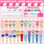 70 Pcs Doll Clothes and Accessories Kit, Including 4 Princess Gowns 8 Fashion Dresses 3 Tops 3 Pants 2 Bikini Swimsuits 20 Shoes 10 Hangers 20 Accessories for 11"-12" Dolls1
