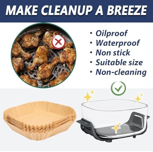 Air Fryer Liners for Ninja Crispi Air Fryer, Set of 250PCS Air Fryer Parchment Paper Liners for Ninja FN101 4QT&6 Cup Glass Containers, Ninja Crispy Cooking System Accessories