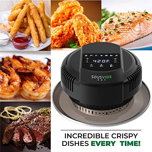 Sousvide Art 7-in-1 Instant Pot Air Fryer Lid 8 qt, Instant Pot Pressure Cooker Attachment - Fryer Lid - Instapot Accessory - Air Fryer Accessories Combo with Basket, Rack, Mat, Tongs, Cookbook