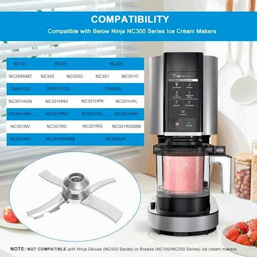 Replacement Stainless Steel Paddle Blade Compatible with Ninja Creami NC300 Series Ice Cream Makers, Mixing Parts for Ninja NC299AMZ, NC301, CN305A, CN301CO Ice Creami accessories