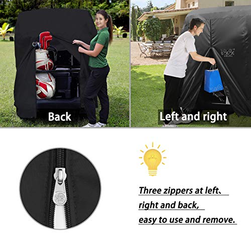 10L0L Universal 2-4 Passenger Golf Cart Cover for EZGO, Club Car and Yamaha, Waterproof Sunproof and Durable, Black