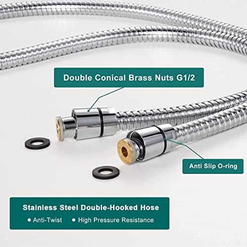 RV Shower Head with Hose, High Pressure 5 Mode Shower head Replacement, Shower Head for RV/Campers, Travel Trailer, Motorhome for Water Saving, Handheld Shower Head Holder and Hose, On Off Switch