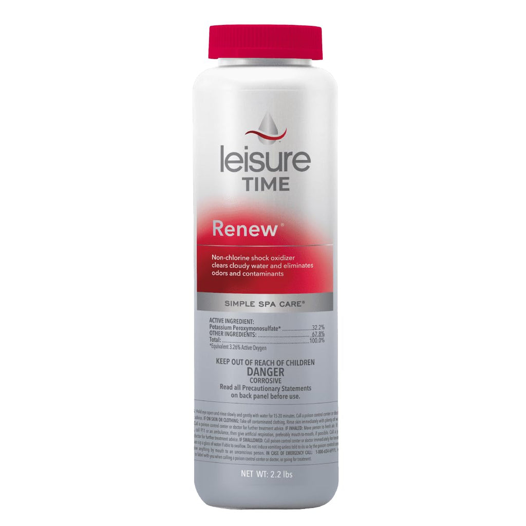 Leisure Time RENU2 Renew Non-Chlorine Shock Treatment, Non-Chlorine Oxidizer for Hot Tubs and Spas, Restores Water Clarity and Freshness, Gentle on Skin, 2.2 lbs