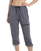 Sports Women's Outdoor Hiking Capri Pants Loose-Fit Lightweight with Zipper Pockets Grey