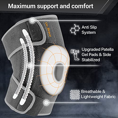 DR. BRACE ELITE Knee Brace with Side Stabilizers & Patella Gel Pads for Maximum Knee Pain Support and fast recovery for men and women-Please Check How To Size Video (Moon, X-Large)