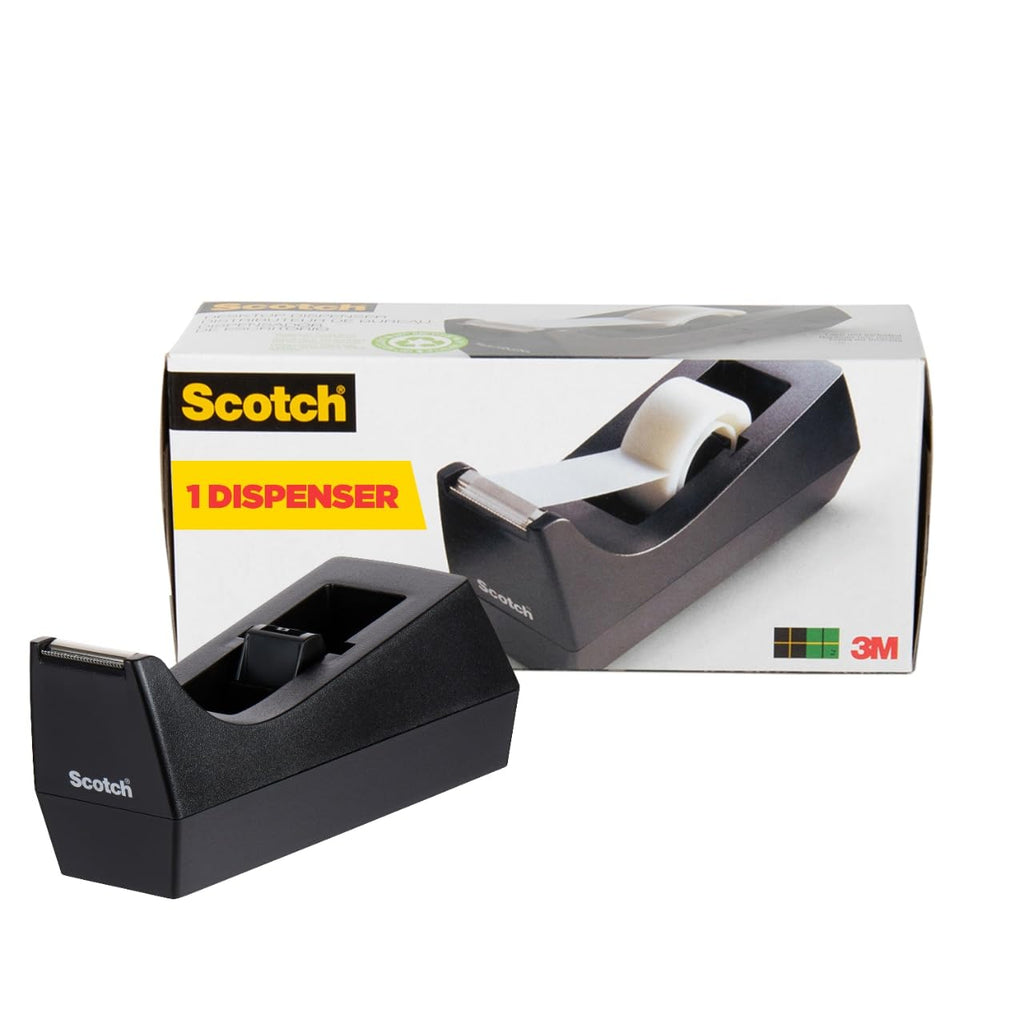 Desktop Tape Dispenser, Black, 2.7 in. x 2.7 in. x 6.4 in., 1 Tape Dispenser, Polystyrene (PS)