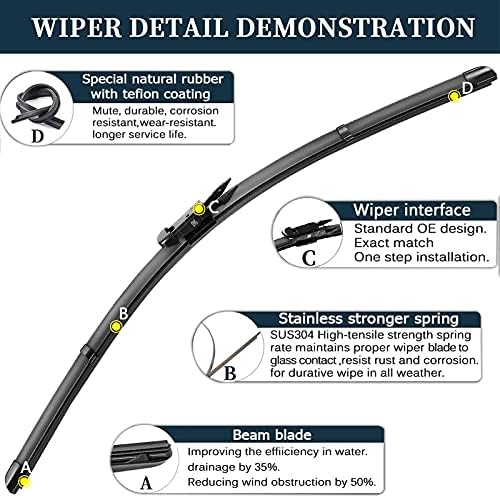 3 Wiper Blades Replacement for Ford Explorer 2011-2018 2019 2020 2021 2022 2023,Original Equipment Replacement Front and Rear Windshield Wiper Blade - Pinch Tab 26"/22"/11" (Set of 3)
