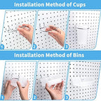 FZK Pegboard Bins PegBoard Cups with Hooks & Loops 12 Pack Set, Pegboard Bins, Peg Board Organizer Accessories, Pegboard Accessories for Craft Room Garage Office Workbench, Clear