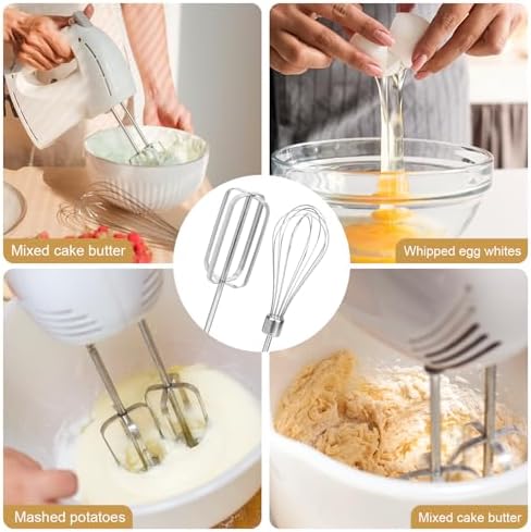 4pcs Hand Mixer Beaters Attachments Set, 2 Styles Stainless Steel Handheld Mixer Replacement Beaters Electric Mixer Parts Accessories for Hamilton Beach Hand Mixer 62682RZ 62692 62695V 64699