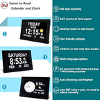 MAXCULUX 【Upgraded】 Digtal Clock with Day and Date for Seniors, Auto DST, 19 Alarms & Auto Dimmable, Non-Abbreviated Extra Large Clock for Elderly Dementia Alzheimers