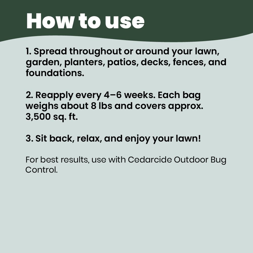 Cedarcide Lawn, Home & Garden Cedar Granules | Repels Fleas, Ticks, Ants & Mosquitoes | Smells Great, Easy to Use | Family & Pet Safe | 2 Bags (16 Lbs)