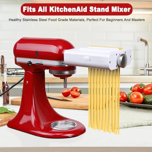 RETHONE Pasta Maker Attachment for KitchenAid Stand Mixers -3 in 1 Set Pasta Attachments includes Pasta Roller, Spaghetti Fettuccine Cutter, Pasta Machine Attachment Accessories for KitchenAid
