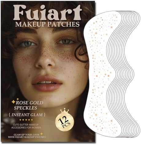 Makeup Patches - Rose Gold - 12 Count Face Glitter Makeup Speckles - Glitter Freckles - Face Glitter Speckles Patches - Cute Glitter Makeup Accessories for Women - Cosmetic Glitter for Face
