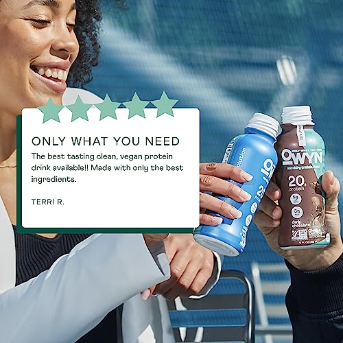 OWYN Only What You Need Vegan Protein Shake, 20g Plant Based Protein from Organic Pumpkin seed, Organic Flax oil, Pea, Prebiotics, Gluten and Soy Free (Dark Chocolate, 24 Pack)