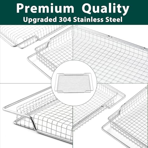 BOV800XL Air Fryer Basket Replacement Parts for Breville Countertop Smart Oven Air Fryer Rack 304 Stainless Steel Oven Rack Convection Toaster Oven BOV845BSS Wire Rack B0V800XL Mesh Basket 2 Pcs