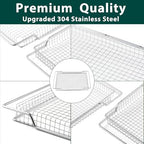 BOV800XL Air Fryer Basket Replacement Parts for Breville Countertop Smart Oven Air Fryer Rack 304 Stainless Steel Oven Rack Convection Toaster Oven BOV845BSS Wire Rack B0V800XL Mesh Basket 2 Pcs