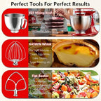 Stainless Steel Replacement Accessories Kit, Compatible With KitchenAid 4.5-5QT Tilt Head Stand Mixer, Includes Mixer Bowl, 6 Wire Whisk, Flat Beater, Fits for K45SS, KSM75