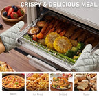 2Pack Air Fryer Accessories Basket and Tray for Cuisinart TOA-60 TOA-65 TOA-70, 12.3"x11" Nonstick Stainless Steel Baking Sheet 360°Heating Grilling Oven Air Fryer Basket for Family BBQ Party Cooking