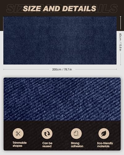 78.7"x15.8" Cat Scratch Mat,Trimmable Self-Adhesive Carpet,DIY Climb Cat Scratcher for Cat Couch Furniture or Wall Protector,Covering Cat Tower,and Replacement Pads (Dark Blue)