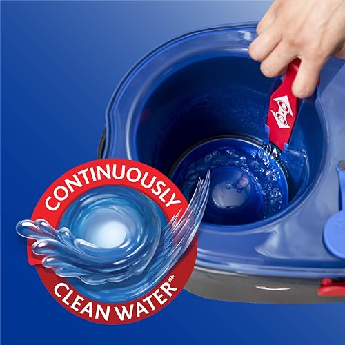 O-Cedar EasyWring RinseClean Microfiber Spin Mop & Bucket Floor Cleaning System with 3 Extra Refills, Plastic, Grey