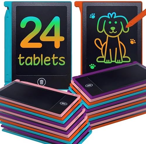 Party Favor Mini LCD Writing Tablet for Kids, 24 Pack – 4.5 Inch Mini Drawing Board. Fun and Educational for Kids That Sketch and Doodle. Perfect Goodie Bag and Gift Bag Filler, School Prize Or Gift