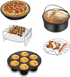 SIK Air Fryer Accessories 5PCS for GoWISE COSORI Philips Ninja Air Fryer, Fit 3.2- 5.8QT Deep Hot Air Fryer with Skewer Rack，Metal Holder, Toast Rack, Oil Brush, Food Tong, Dishwasher Safe BPA Free