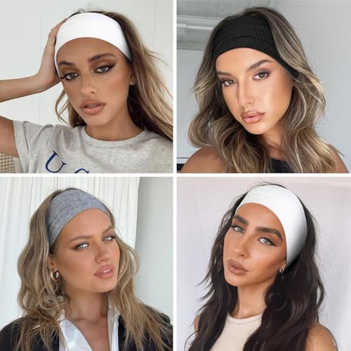 Headbands for Women Wide Non Slip Hairbands for Women's hair Soft Elastic Thick Head Bands Fashion Workout Yoga Hair Accessories, 6 Pack