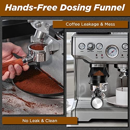 2023 New Upgraded 54mm Espresso Dosing Funnel | Hands-Free Dosing Funnel Espresso Machine Accessories | 54mm Funnel Replacement Fit for Breville Machine 870/879/880/875 (Black)