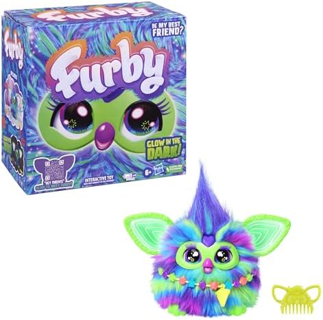 Furby Galaxy Edition, Glow in The Dark, 15 Fashion Accessories, Interactive Plush Toys for 6 Year Old Girls & Boys & Up, Voice Activated Animatronic (Amazon Exclusive)
