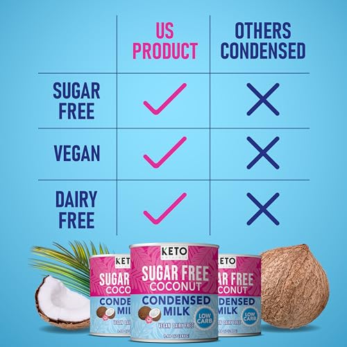 Keto Sugar Free Condensed Milk (6 Packs) Vegan Coconut Condensed Milk - Plant based milk, Vegan and Keto Friendly. Lower calories condensed coconut milk. 1-1 Replacement of regular condensed milk