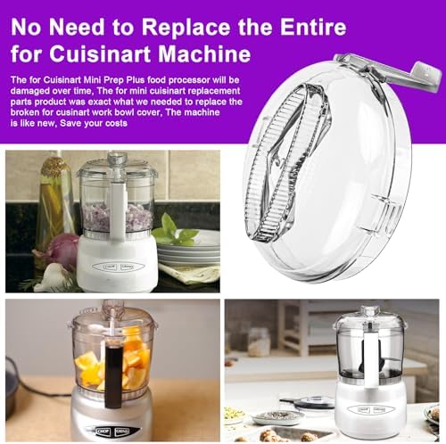 DLC-2AWBC-1 Replacement for Cuisinart Mini Prep Plus Food Processor Work Bowl Cover Parts, Fits All for Cuisinart DLC-2A 3 Cup Mini Prep Plus Food Processor Models, Only Use with Bowl DLC-2AWB-1