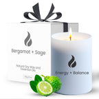 Natur IX Candle for Home, Sage & Bergamot Candles, Energy & Balance Non-Toxic Candle, 50 H Long Lasting, Aromatherapy Natural Soy Candle, Cleansing Luxury Candle, Gift Box, 8.3oz