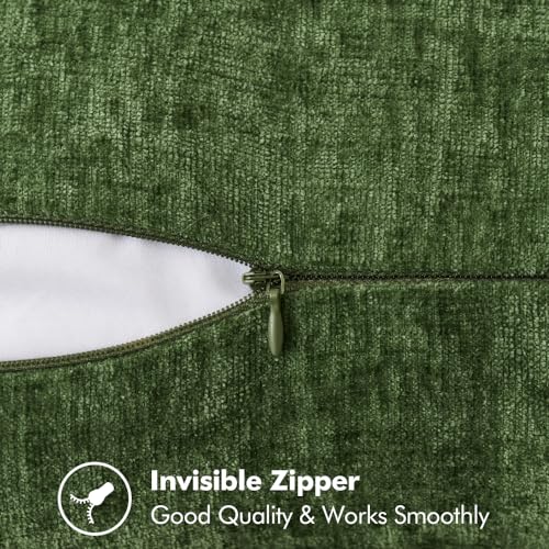 MIULEE Pack of 2 Couch Throw Pillow Covers 20x20 Inch Moss Green Farmhouse Decorative Pillow Covers with Stitched Edge Soft Chenille Solid Dyed Christmas Pillow Covers for Sofa Bed Living Room