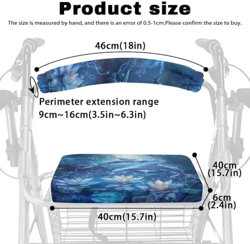 Dolphin Flower Rollator Walker Accessories Cute Walker Seat Covers for Ladies Pattern Rollator Walker Seat and Backrest Covers Universal Walkers for Seniors with Seat Covers Gifts